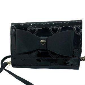 Betsey Johnson Heart/Bow Black Crossbody Women